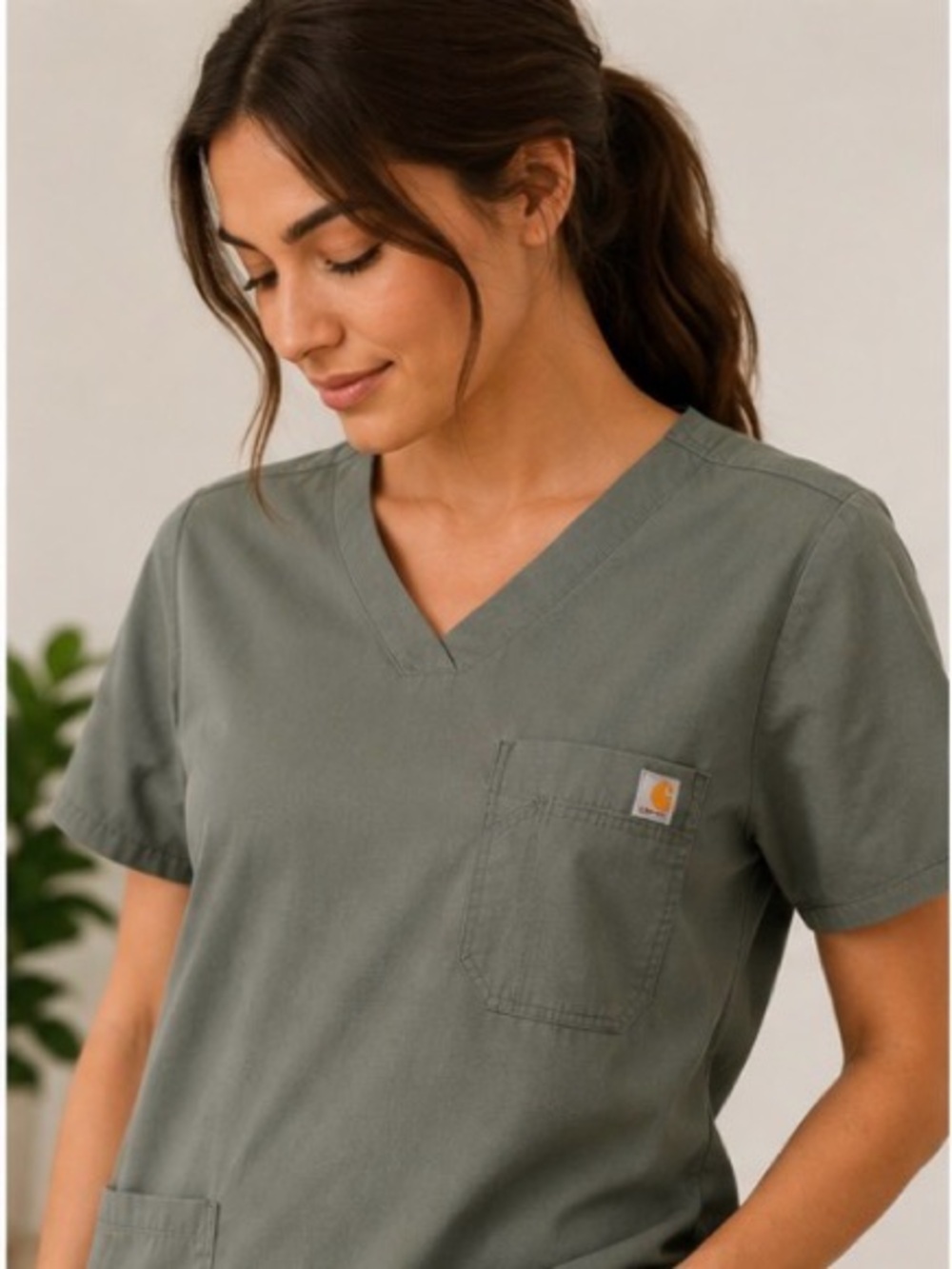 Carhartt Force Ripstop Scrub Top Sage Green – Size Large